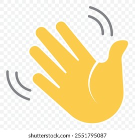 Waving hand emoji gesture vector isolated icon illustration. Waving hand gesture icon. Hand waving, hand gesture, hello, hi, bye, wave hello, goodbye, greeting symbol. Vector. eps 10.