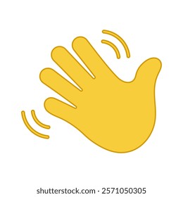 Waving Hand Emoji Icon. Friendly Greeting Sign. Gesture of Hello or Goodbye Symbol. Isolated Vector Illustration.