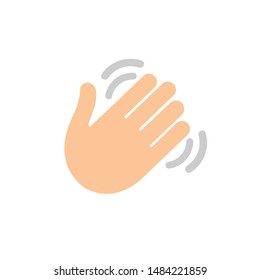 Waving hand flat icon - Vector icon bye