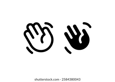 Waving hand gesture black and white icon Vector