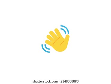 Waving Hand Gesture Emoticon. Vector Waving Hand Emoji