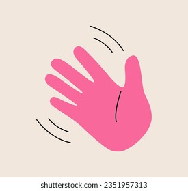 Waving hand. Gesture of greeting or goodbye. Colorful vector illustration
