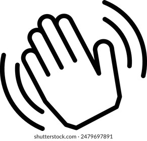 waving hand gesture icon sign, bye-bye icon, greeting icon sign