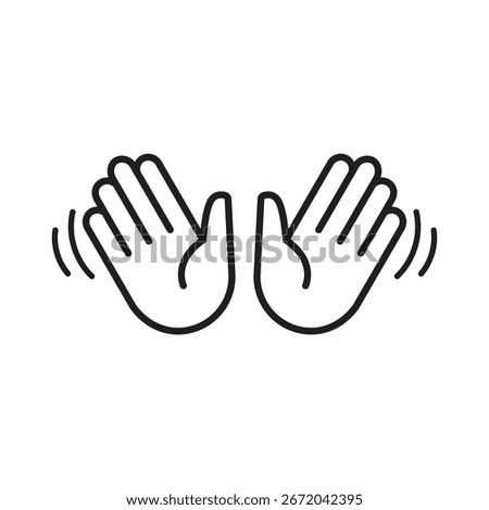 Waving hand gesture icon vector template, Hello hi bye symbol, Welcome ang goodbye sign