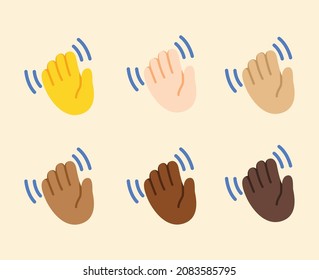 Waving Hand Gesture Icon. Hand Wave Emoji. Waving Hand Sign. All Skin Tone Gesture Emoji