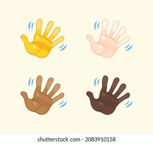 Waving Hand Gesture Icon. Hand Wave Emoji. Waving Hand Sign. All Skin Tone Gesture Emoji