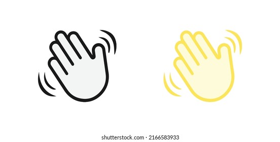 Waving hand gesture vector icon in modern flat design isolated on white background in two different styles. vector illustration eps10.