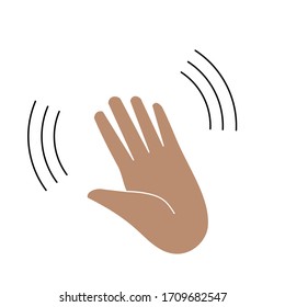 Waving hand greeting or farewell, color vector illustration in a flat style. Monochrome isolated image on white background