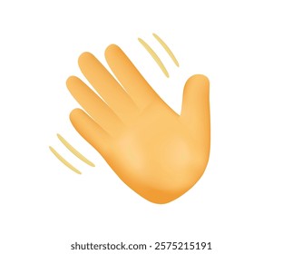 Waving hand, Hi emoji. Cartoon Gesture Icon 3D icon. Hello welcome or goodbye gesture icon. 3D rendering on white background. Vector illustration