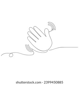 Waving hand icon. Continuous one line drawing. A sign of greeting or goodbye. Vector illustration