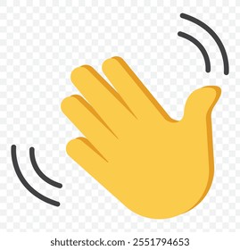 Waving hand icon. Hand waving icon line symbol. Waving hand vector flat icon. Isolated hello, hi, bye hand gesture emoji illustration. eps 10.