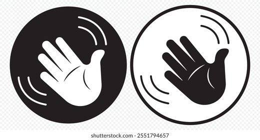 Waving hand icon. Hand waving icon line symbol. Waving hand vector flat icon. Isolated hello, hi, bye hand gesture emoji illustration. eps 10.