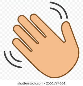 Waving hand icon. Hand waving icon line symbol. Waving hand vector flat icon. Isolated hello, hi, bye hand gesture emoji illustration. eps 10.