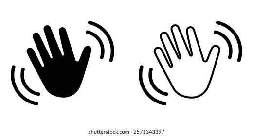 waving hand icon set. hello sign. goodbye symbol. goodbye gesture sign for web site mobile app. vector illustration on transparent background