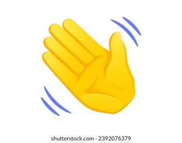 Waving Hand icon. Yellow gesture emoji vector illustration.
