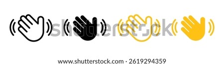 Waving hand icons set. Hello symbol collection. Vector illustration.