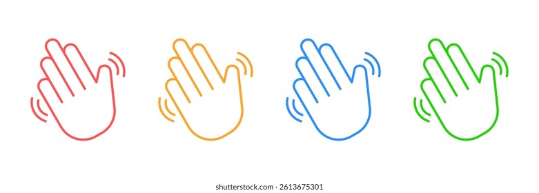 waving hand icons set. waving hand Vector Icon in line style design. Symbol of waving hand. Vector illustration.