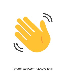 Waving hand isolated on white background. A sign of greeting or goodbye. Flat style. Vector illustration
