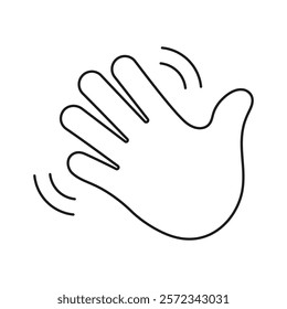 Waving Hand Line Icon. Gesture of Hello or Goodbye Outline Symbol. Friendly Greeting Sign. Editable Stroke. Isolated Vector Illustration.