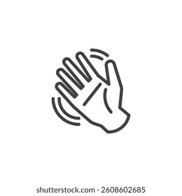 Waving hand line icon. linear style sign for mobile concept and web design. A hand waving outline vector icon. Greeting and interaction symbol, logo illustration. Vector graphics