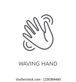 Waving hand linear icon. Modern outline Waving hand logo concept on white background from Hands collection. Suitable for use on web apps, mobile apps and print media.