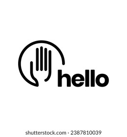 waving hand modern simple line style minimal clean rounded circle simple logo design vector illustration