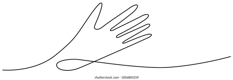 Waving hand one Continuous line drawing. Edited Vector illustration 