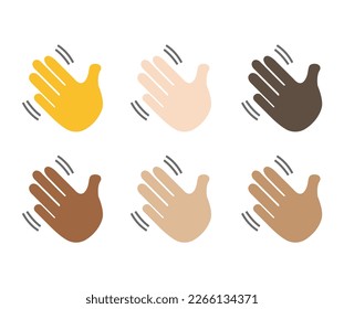 Waving hand sign emoji vector symbol skin tone