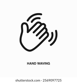 Waving Hand thin line icon or logo. Symbol or sign on business or finance ui theme. Vector line illustration.