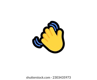 Waving hand vector icon on a white background. Waving hand emoji illustration. Isolated hello, hi, bye hand gesture vector emoticon