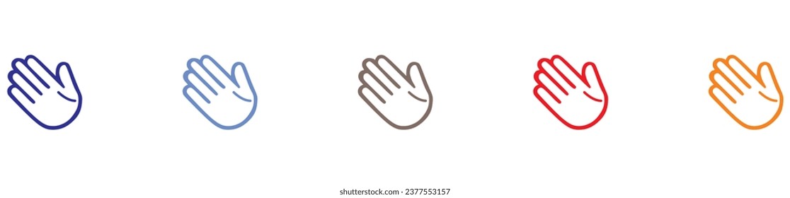 Waving hands icons set isolated on white background. A sign of greeting or goodbye. Flat style. Vector illustration