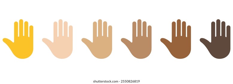 Waving hands icons set isolated on white background. A sign of greeting or goodbye. Flat style. Vector illustration