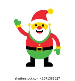 waving happily cartoon of santa