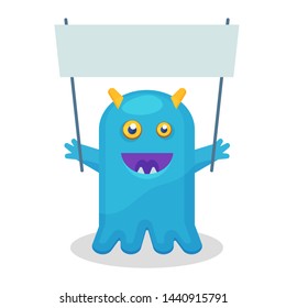 waving happy blue alien on the violet planet with transparent