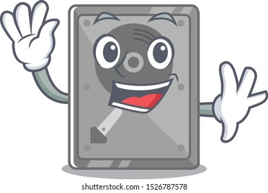 Waving hard drive internal mascot isolated cartoon