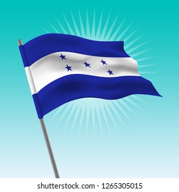 Waving Honduras flag. Vector drawing illustration of flag.