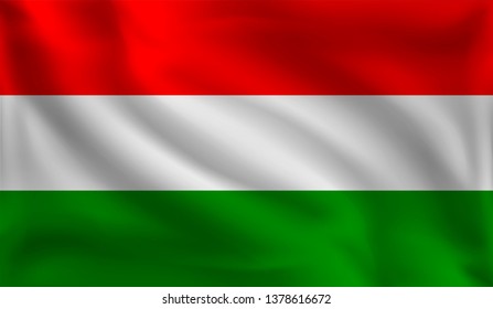 Waving Hungarians flag, the flag of Hungary, vector illustration