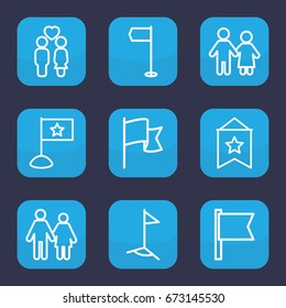 Waving icon. set of 9 outline waving icons such as couple