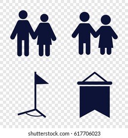 Waving icons set. set of 4 waving filled icons such as flag