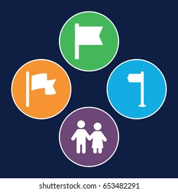 Waving icons set. set of 4 waving filled icons such as flag