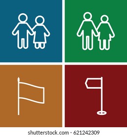 Waving icons set. set of 4 waving outline icons such as flag