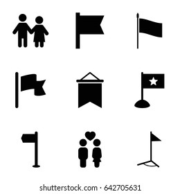 Waving icons set. set of 9 waving filled icons such as couple