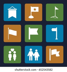 Waving icons set. set of 9 waving filled icons such as couple