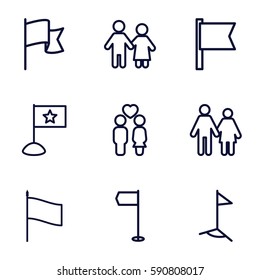 waving icons set. Set of 9 waving outline icons such as couple