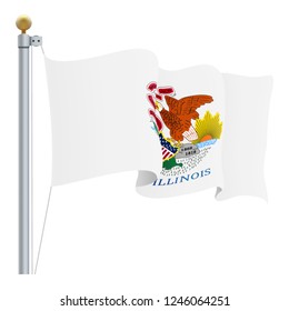 Waving Illinois Flag Isolated On A White Background. Vector Illustration. Official Colors And Proportion. Independence Day svg