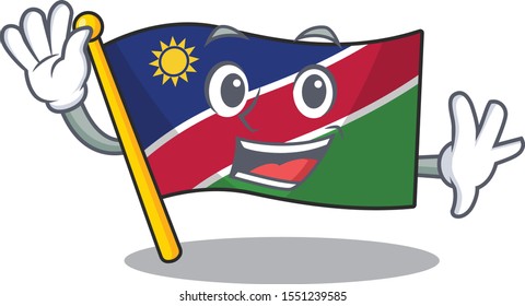 waving illustration flag namibia isolated with cartoon