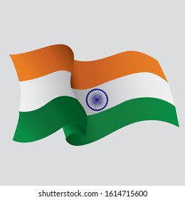 Waving India Flag on grey background