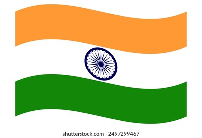 Waving Indian flag sticker on transparent background, PNG Vector illustration.