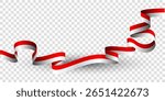 Waving indonesian flag isolated design with transparent background. waving indonesian ribbon flag for independence day template