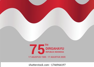 Waving Indonesian flags 75th Indonesia Happy Independence Day greeting card